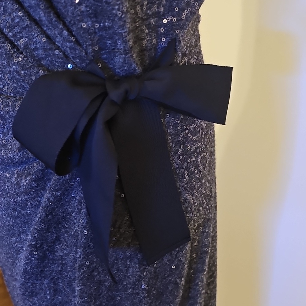 The Limited Grey Sequined Dress with Bow Side Rouche - Picture 2 of 11